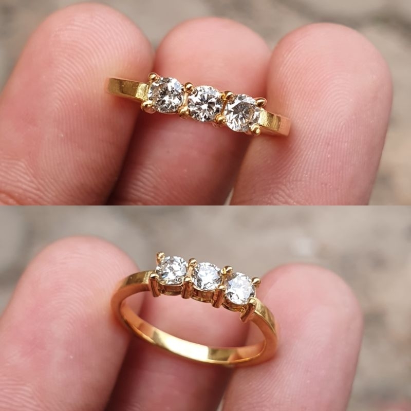 Cincin emas 3pcs berlian