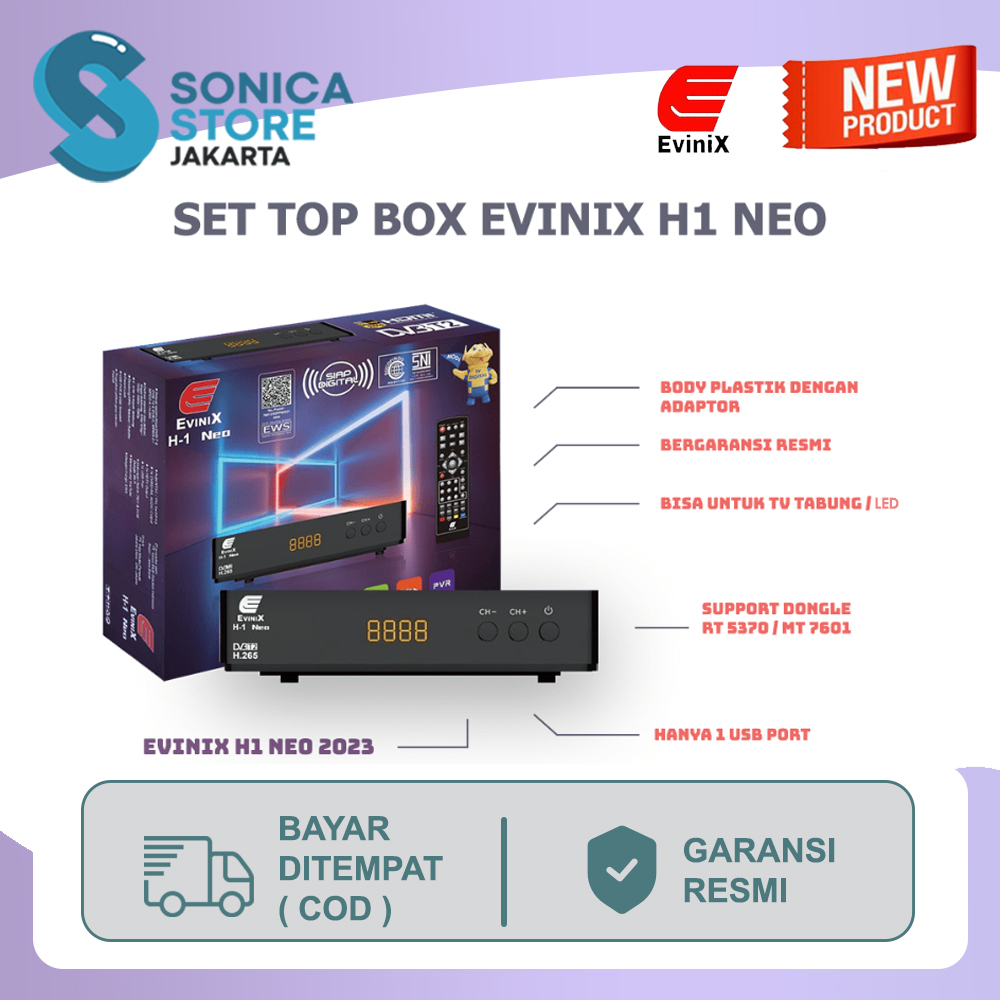 [GRATIS ONGKIR] [FREE HDMI] Set Top Box EVINIX H1 NEO DVB T2 HD EWS/ SET TOP BOX TV DIGITAL EVINIX H