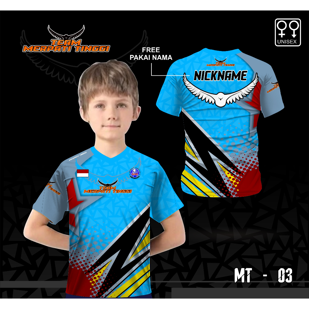 Baju anak jersey merpati kaos team merpati tinggi 03