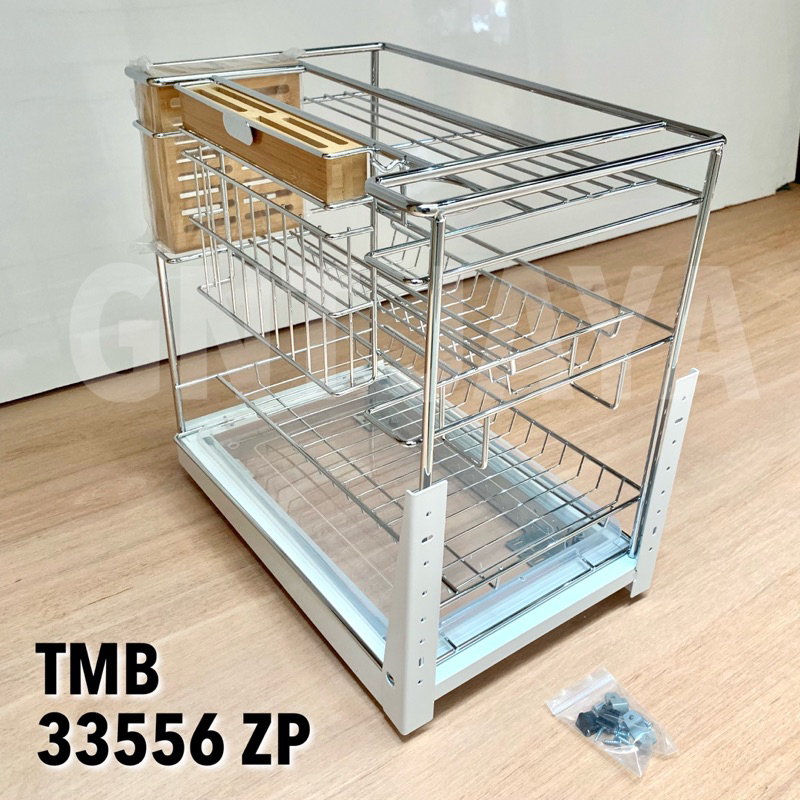 RAK 33556ZP 3susun termasuk dudukan rel dan tatakan plastik || rak dapur kabinet lemari bawah serba 