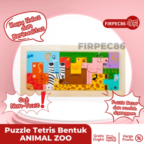 

Dijual wooden tetris animal puzzle mainan tumpuk domino mainan edukasi - ZOO ANIMAL Diskon