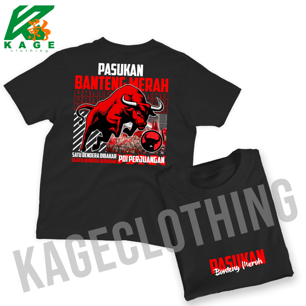 Kaos partai STREETWEAR PASUKAN BANTENG MERAH KAOS 30S COTTON COMED KAOS UNISEX DESIGN CUSTOM PDI PER
