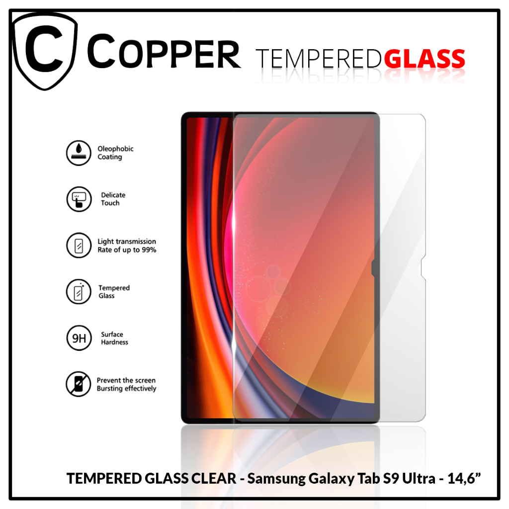Samsung Galaxy Tab S9 Ultra - COPPER TEMPERED GLASS FULL CLEAR TABLET PREMIUM
