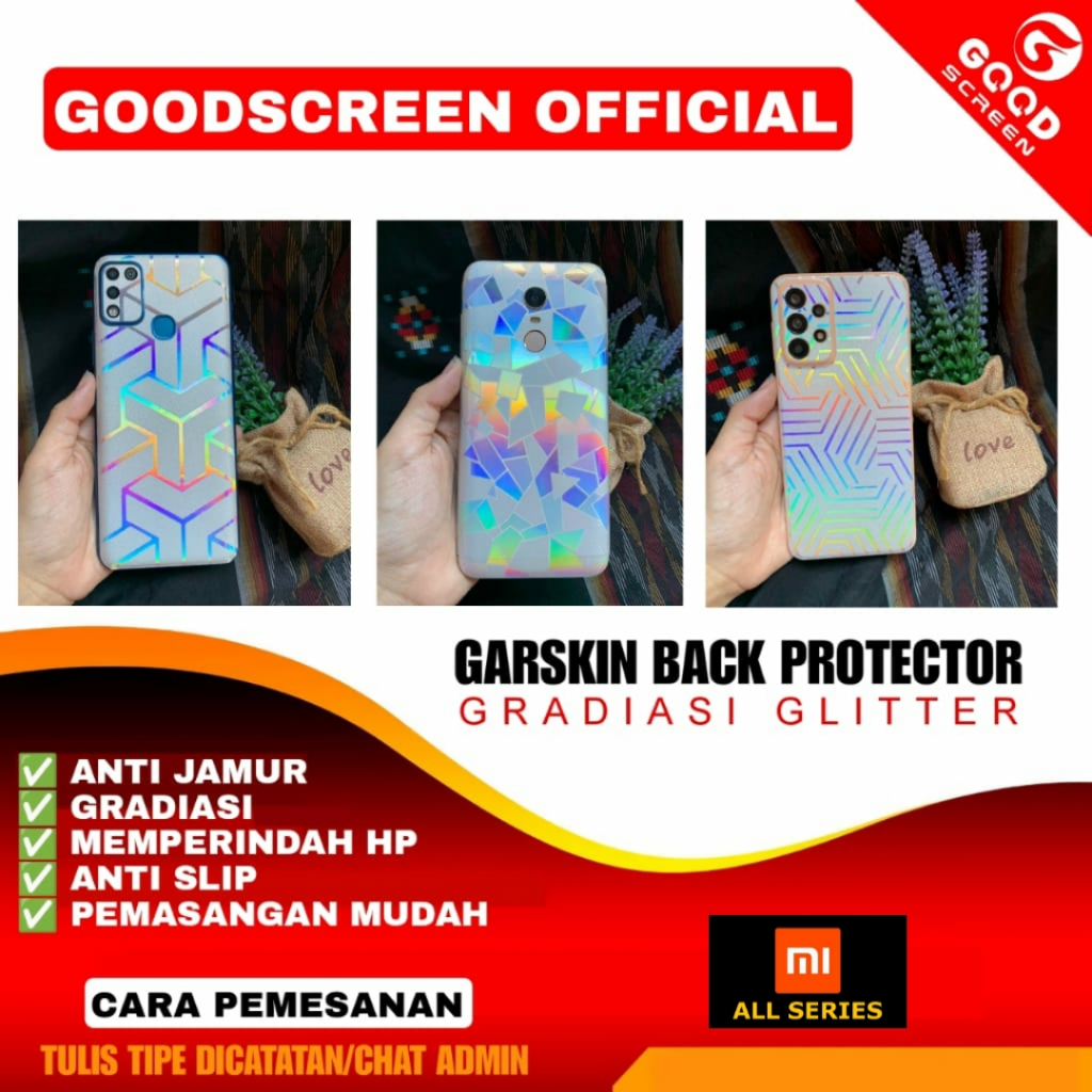 Garskin Back Protector Gradiasi Glitter| Anti Gores Hydrogel Belakang| Anti Jamur XIAOMI ALL SERIES 