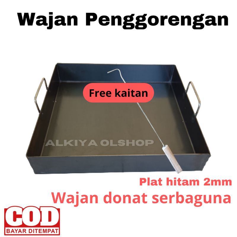 Wajan Penggorengan Donat Kentang Wajan Kotak Plat Hitam Gratis Kaitan Donat