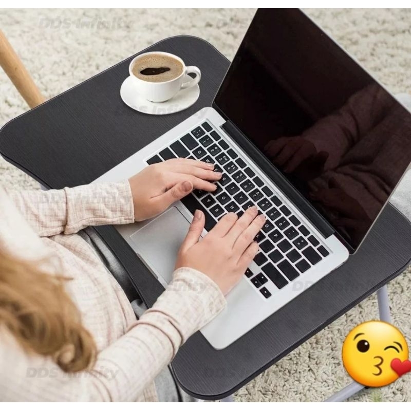 MEJA BELAJAR KAYU POLOS PORTABLE MEJA LAPTOP LIPAT