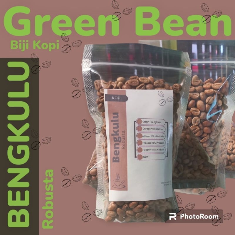 Biji kopi green bean robusta asli bengkulu sumatera kemasan 250 gram