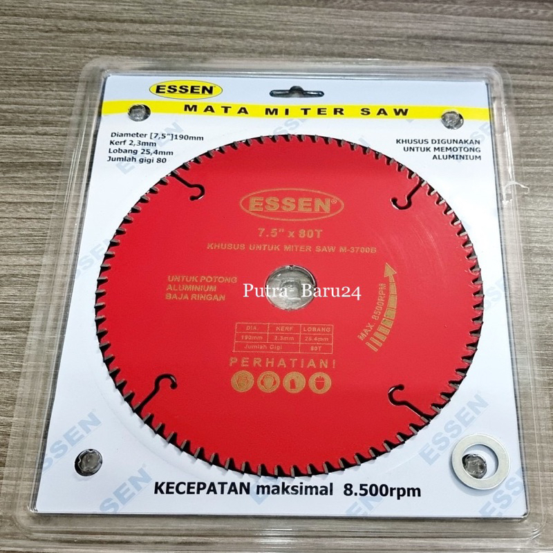 Mata Gergaji Potong Alumunium/Circular Saw Blade 7,5" x 80T ESSEN