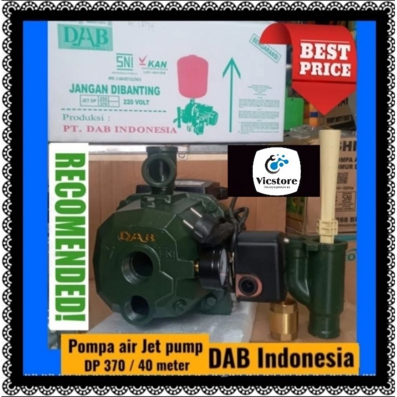 Garansi pompa air jet pump DAB DB 370 S 375 watt otomatis sumur dalam 40 meter mdl dp 102m 102 autom