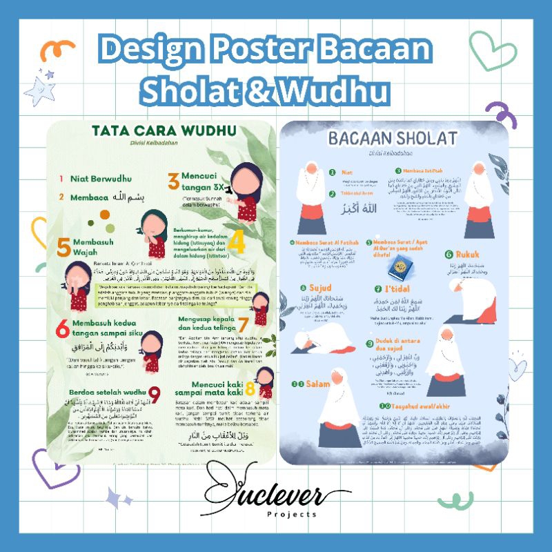 Design Poster Bacaan Wudhu dan Sholat