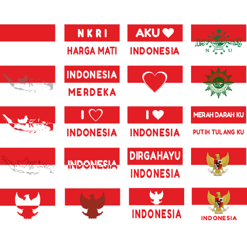

CETAK STICKER pipi Bendera Merah Putih Stiker Kemerdekaan Indonesia / Pancasila / I Love (CHROMO/GLOSSY/BONTAX) Uk. 4 X 2,5CM