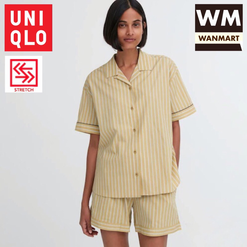 UNIQLO Women Pajamas Setelan Piyama Wanita Soft Stretch Lengan Pendek Yellow