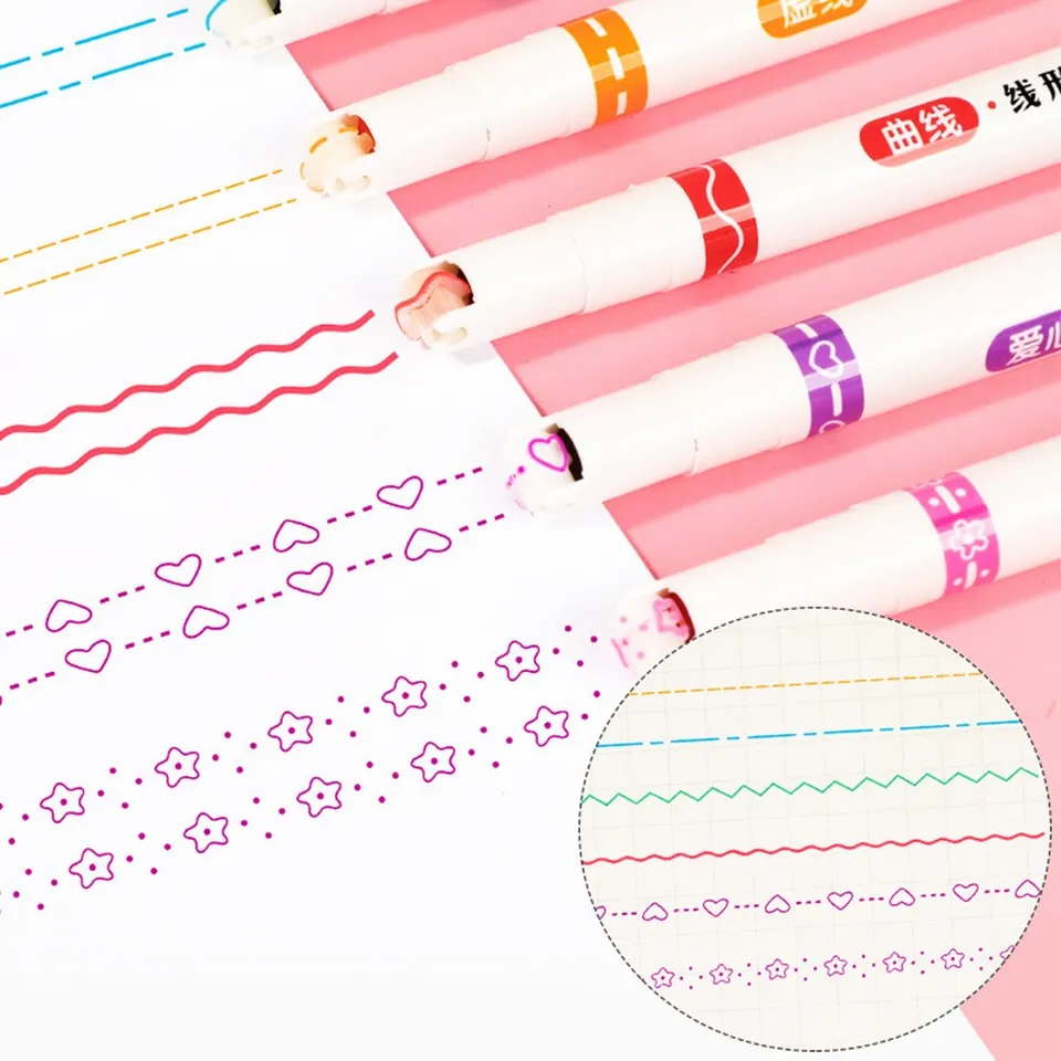 

Spidol Garis Aesthetic Pulpen Roll Line Highlighter Lucu Warna-Warni Spidol Garis Motif Lucu pulpen roller pen Higlighter Random Spidol Garis Line Marker