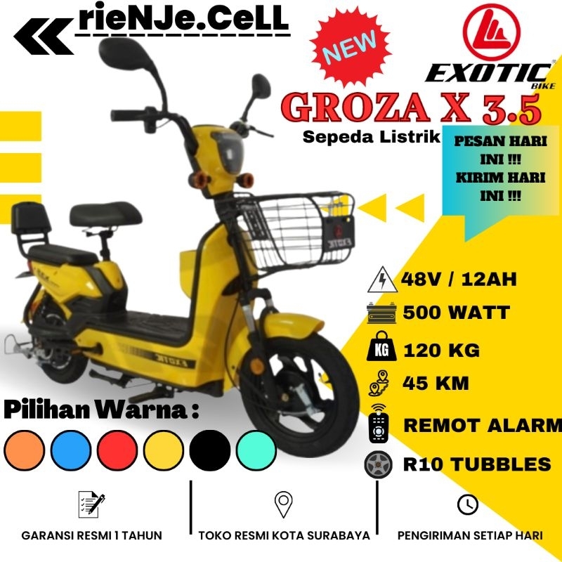 New Exotic Groza NX / X3.6 48V 12AH , sepedah listrik , Original dan bergaransi, dijamin baru. Exoti