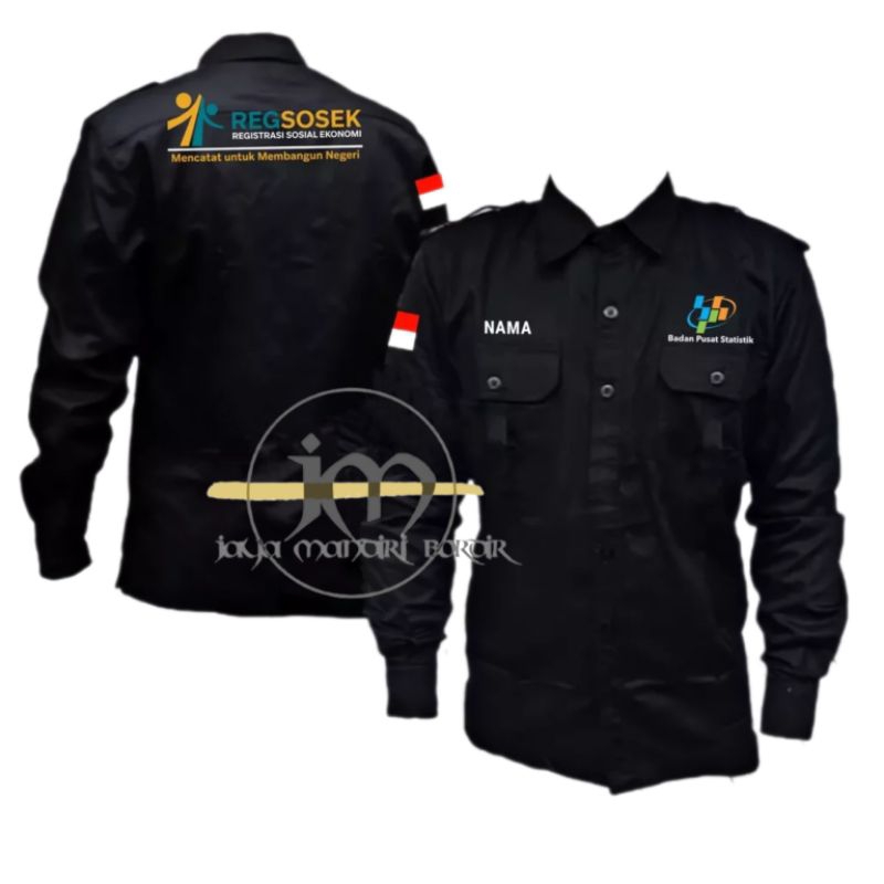 KEMEJA REGSOSEK BORDIR || KEMEJA REGISTRASI SOSIAL EKONOMI BORDIR || KEMEJA BPS BORDIR || SERAGAM BA
