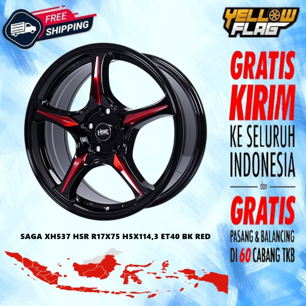 Velg Mobil Murah Kendal Ring 17 velg HSR SAGA Pcd 5x114,3 Racing Ertiga SX4 New Baleno