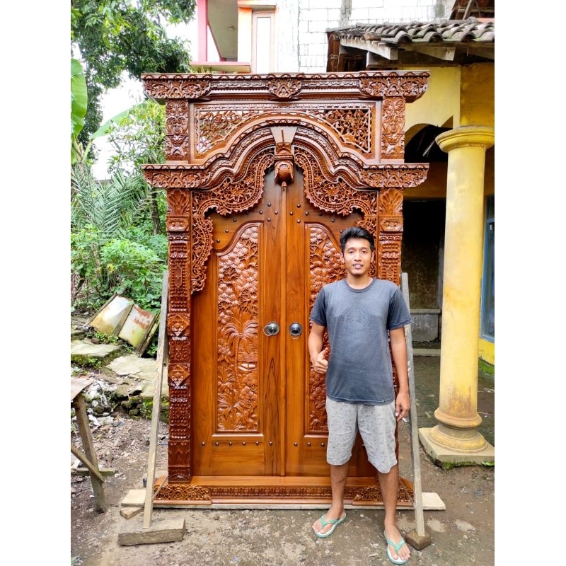 gebyok pintu ukir paling laris finishing natural