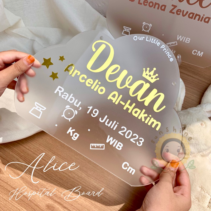 ALICE HOSPITAL BOARD | Hospital Board Acrylic | Hospital Board Acrylic Frosted | Papan Nama Bayi Awa