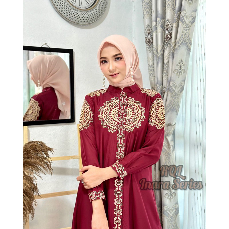 Inara dress/gamis katun toyobo/gamis bordir/gamis simple/gamis mewah/gamis toyobo bordir/gamis canti