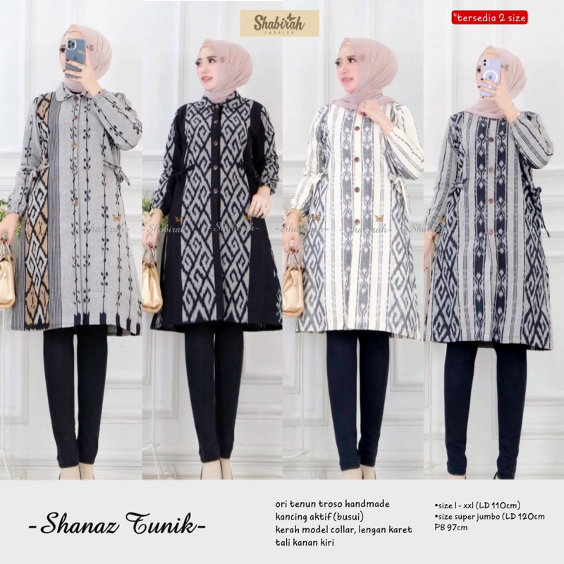 ATASAN WANITA KANTOR LD 110cm dan 120cm - SHANAZ TUNIK TENUN TROSO ENTIK MODERN