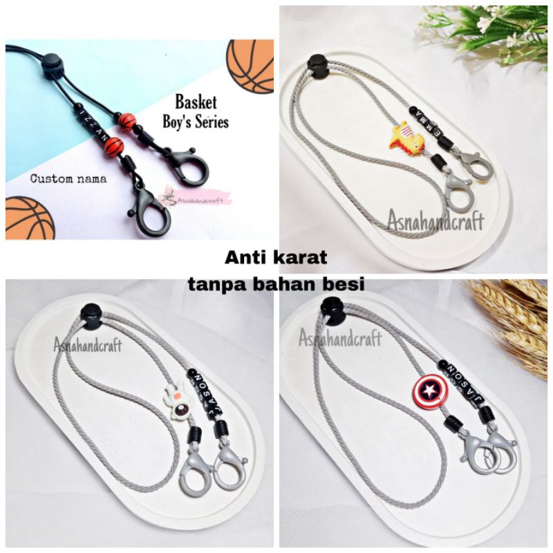 strap masker anak cowok nama//kalung masker anak cowok custom nama//tali masker anak laki//strap mas
