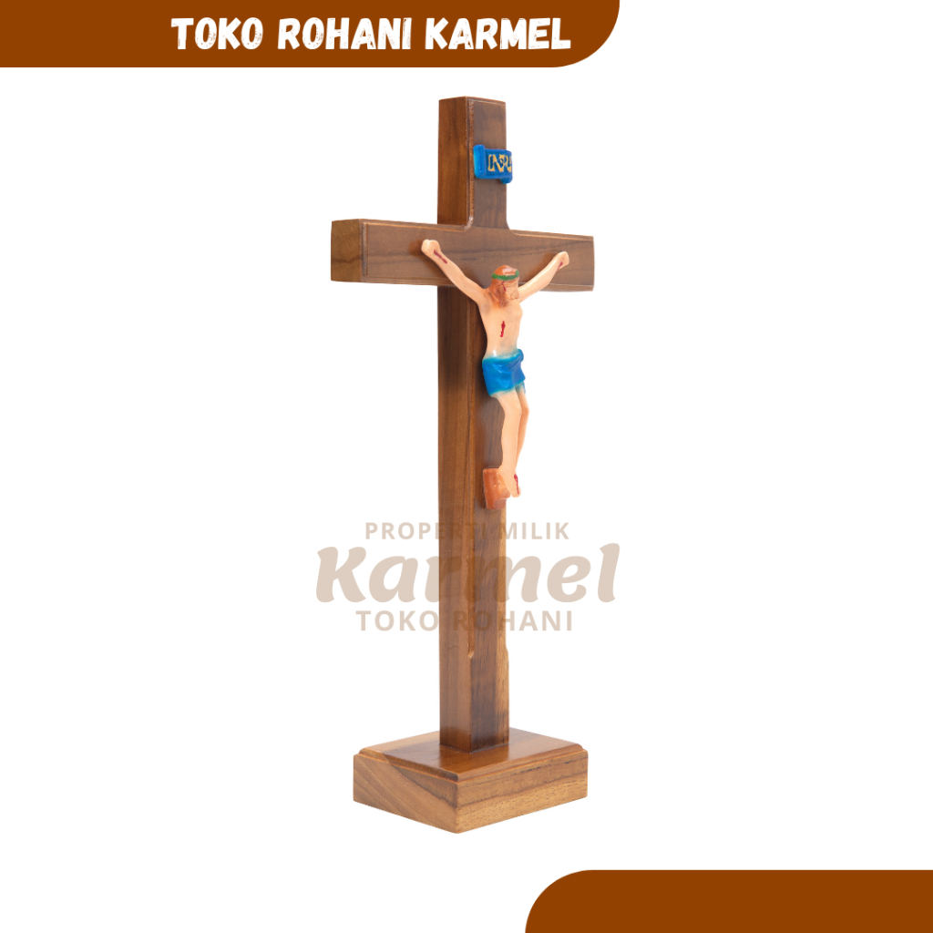 SALIB DUDUK KATOLIK 30 CM KORPUS FIBER / SALIB MEJA KATOLIK / SALIB ALTAR PATUNG YESUS / SALIB BESAR
