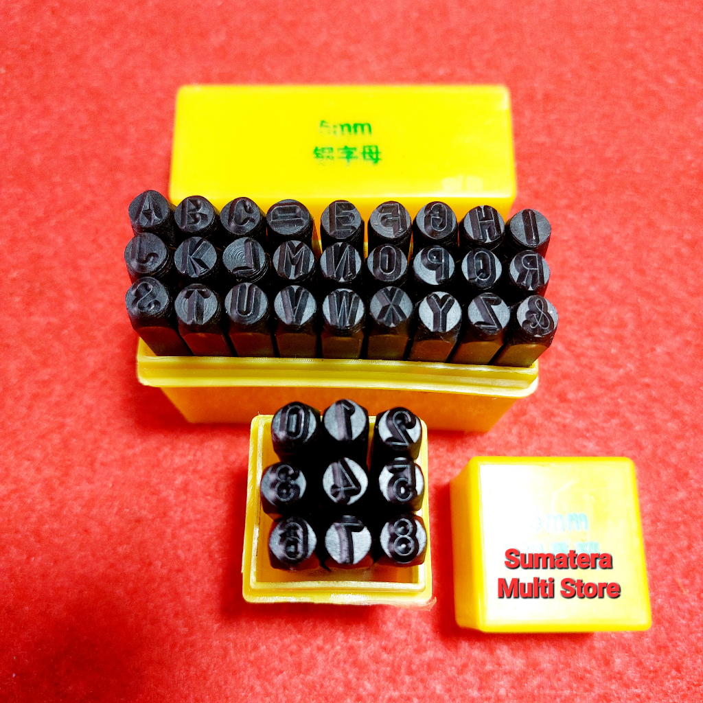 Stempel Cetakan Ketok Huruf A-Z dan Nomor / Angka 5mm Lobang Baja Kulit - Drip / Pon Angka / Huruf
