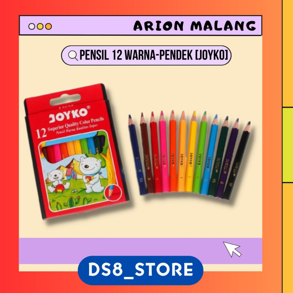 

Pensil Warna 12 Warna Pendek CP-12ss JOYKO