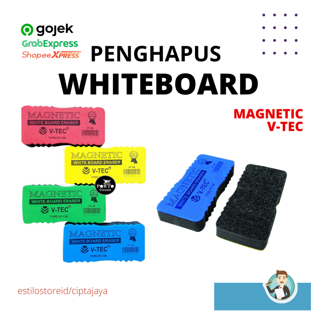 

PENGHAPUS PAPAN TULIS / WHITEBOARD ERASER V-TEC MAGNETIC