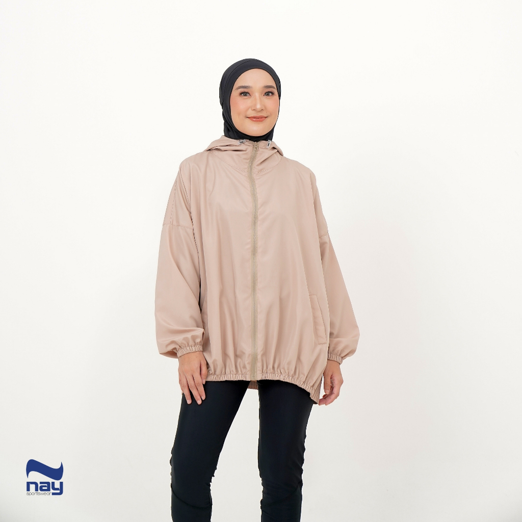 Jacket Olahraga Wanita Parasut Oversized - Heera Jacket (Beige)