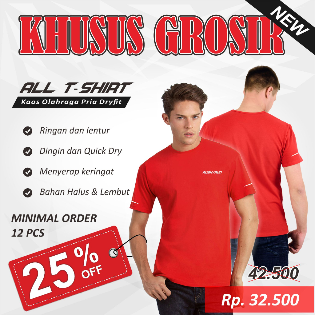 Grosir Lusinan Baju Kaos Olahraga Pria