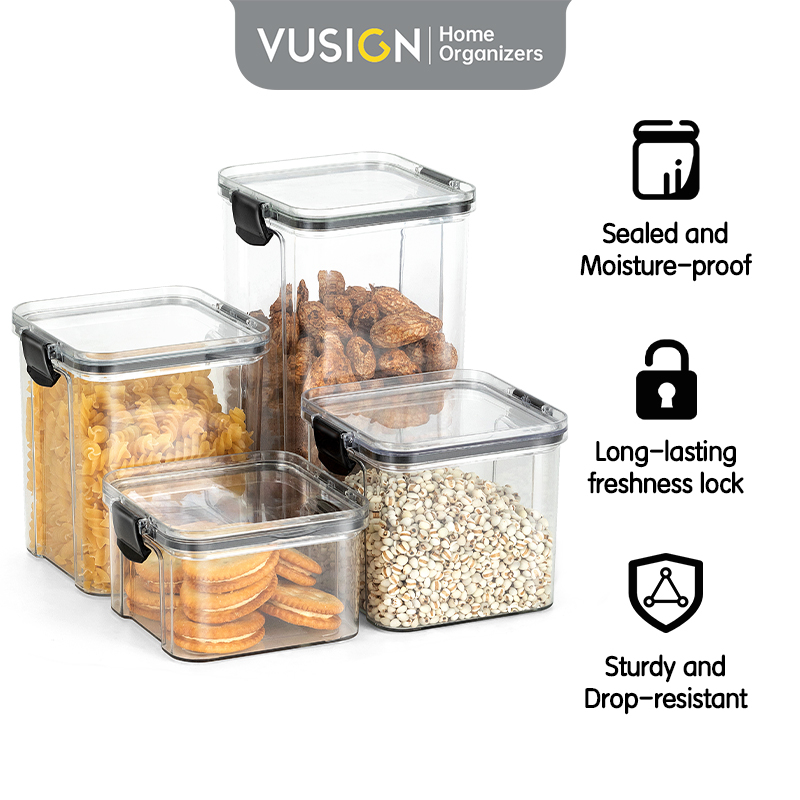 Vusign Toples Kotak Snack Kue / Food Sealed Container Kedap Udara Kapasitas Besar Transparan VS95X