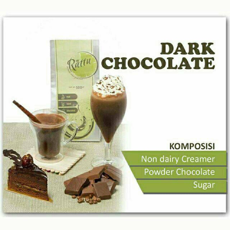 

RATTU BEVERAGE DARK CHOCOLATE POWDER / BUBUK MINUMAN COKLAT 500 GR PREMIUM POWDER