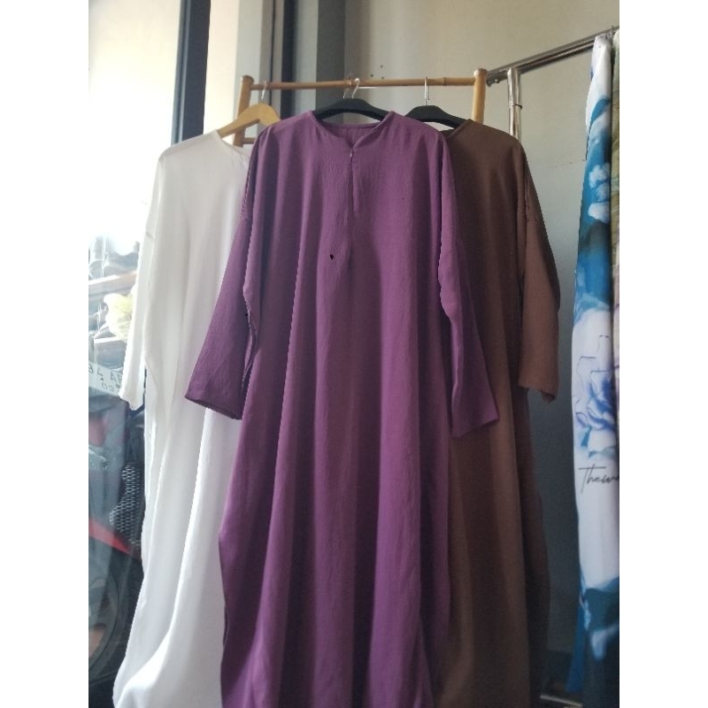 Abaya kaftan crinckle lengan kelelawar batwing