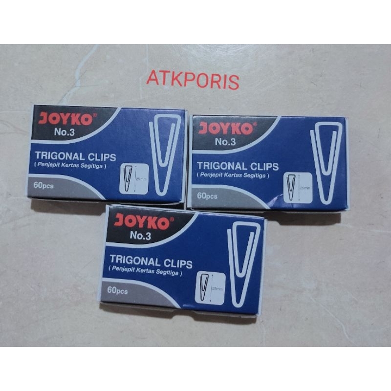 

Joyko trigonal clip no 3/ paper clip/ penjepit kertas segitiga (1box kecil isi 60pcs)