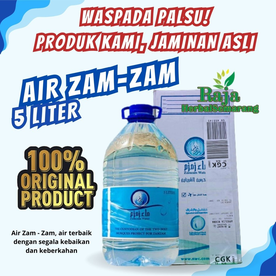 

Air Zam Zam Original Asli 100% Barcode Kemasan Galon 5 Liter Pipiclo Minuman Import Arab Saudi Oleh-Oleh Paket Haji Dan Umroh