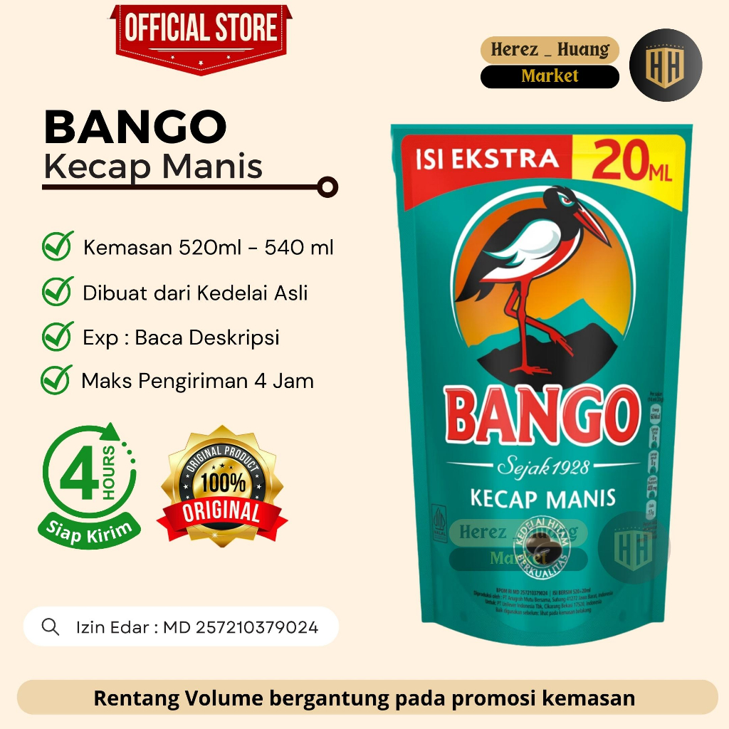 

Kecap Kental Manis KECAP BANGO Kemasan 520ml - 540ml