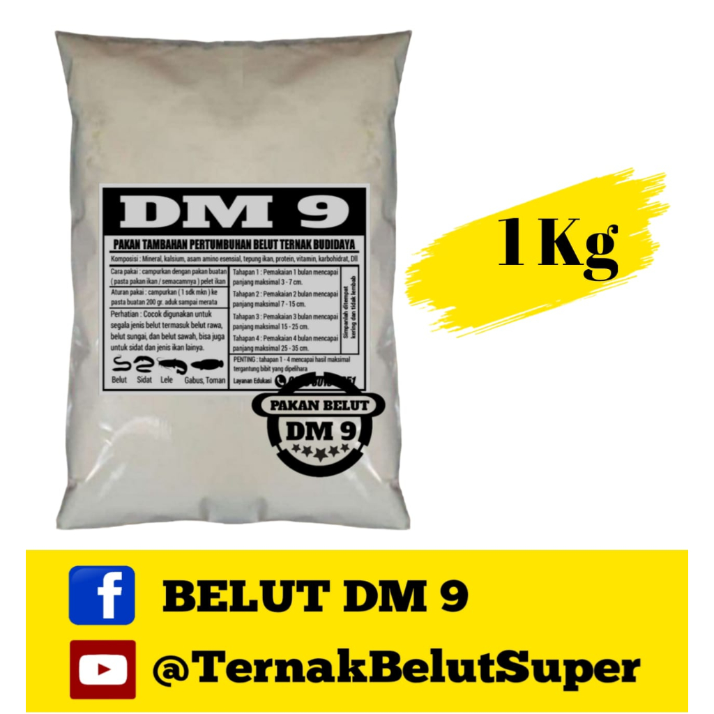 Pakan belut ternak budidaya DM 9 1 KG