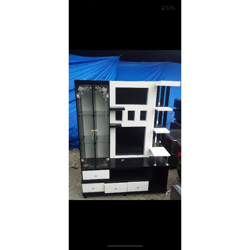 Rak tv kaca bracket minimalis