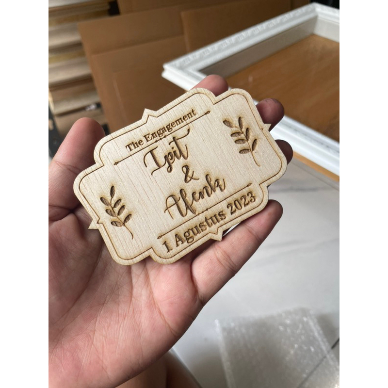 Laser Cut Grafir Nama Kayu Mahar Label Ukir | Seserahan Mahar | Chipboard | Scrapbook | Kado Gift | 