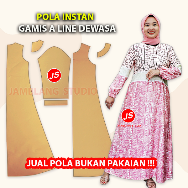 Pola Instan Gamis A Line Dewasa