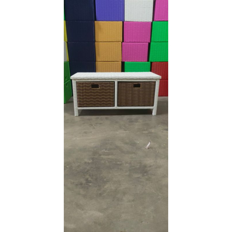 (READY STOK) lemari TV Rak laci rotan sintetis 2 laci(bebas pilih warna)
