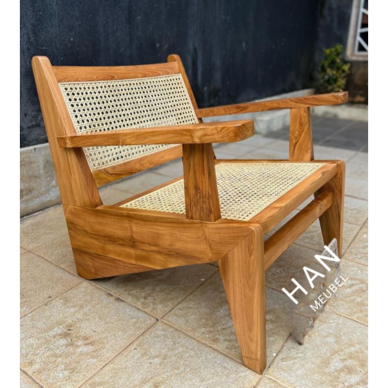 Kursi Malas Rotan Lazy Lounge Chair Kayu Jati