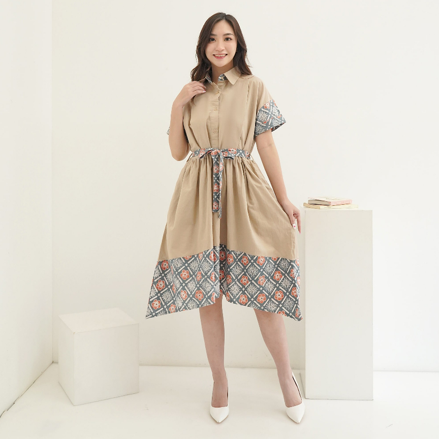 Baju Dress Ibu Hamil dan Menyusui - Coklat Batik