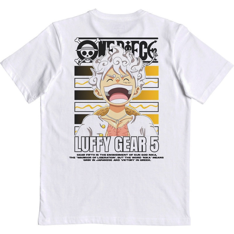 Kaos One Piece “Luffy Gear 5” | T Shirt Anime One Piece | Kaos Baju Putih Luffy Gear 5