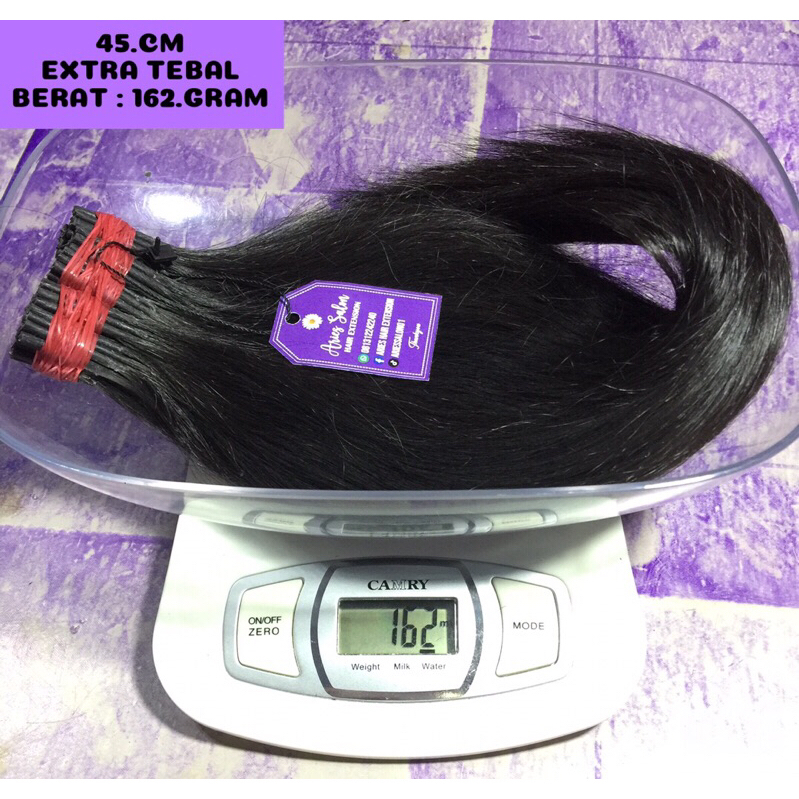 RAMBUT SAMBUNGAN PER (1 HELAI) UKURAN 45.CM RAMBUT POTONGAN DARI KEPALA ASLI PERHELAI EXTRA TEBAL SU