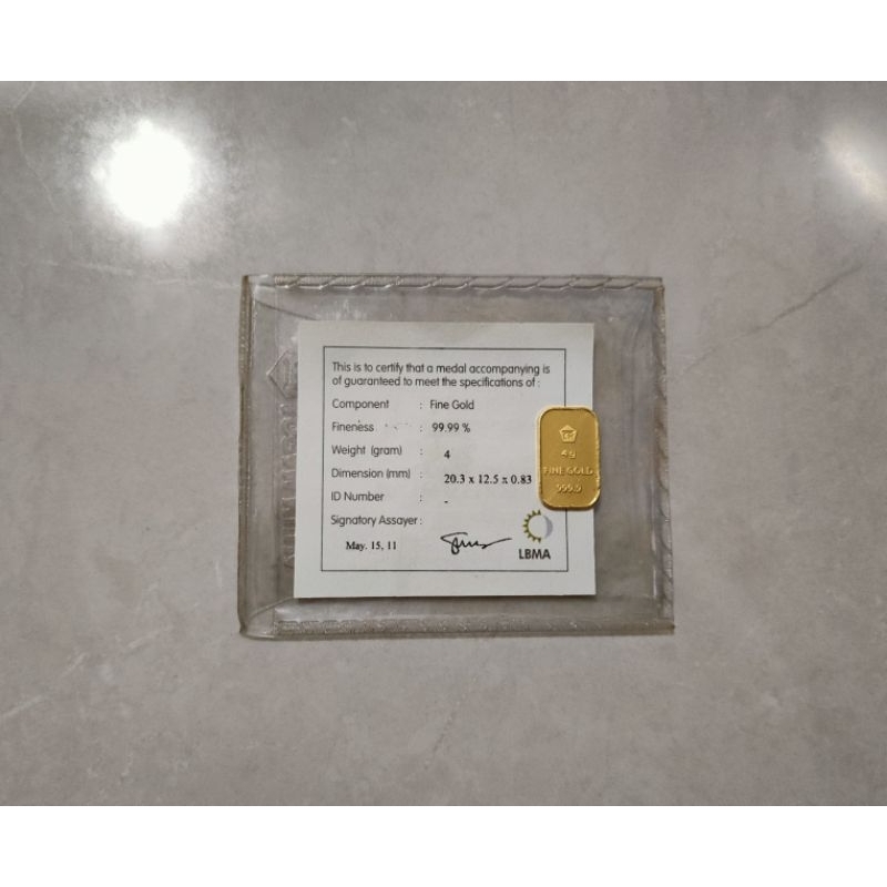 Logam Mulia Antam Retro Vertikal 4 Gram Non KAN Kadar 999.9