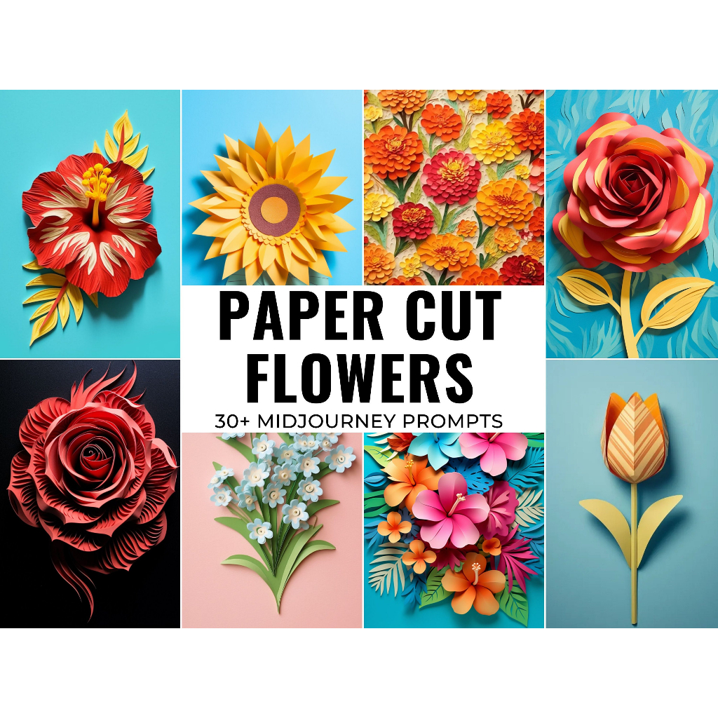 30+ Paper Cut Flowers Midjourney Prompts, AI Art, Midjourney Prompt, Midjourney AI Art, Learn Midjou
