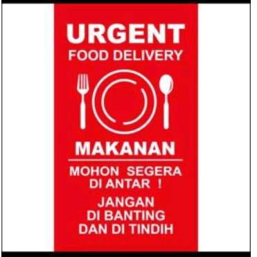 

STIKER FOOD DELIVERY uk 7.5 x 12.5 cm makanan fragile urgent delivery