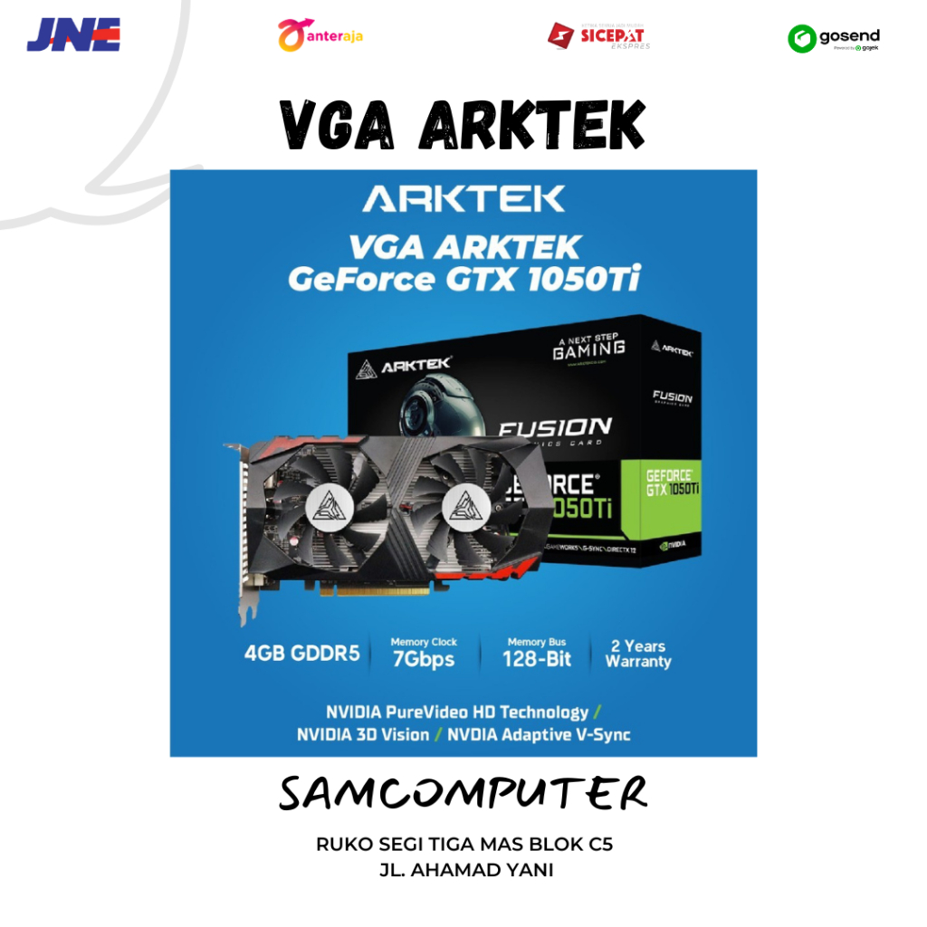 VGA ARKTEK GeForce GTX 1050TI 4GB GDDR5 128Bit ( Dual Fan )